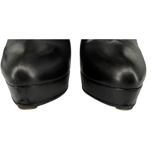 Black Nappa Platform Zip Bootie Stiletto Night Out Moto Gucci Steve EU36 - Picture 9 of 12